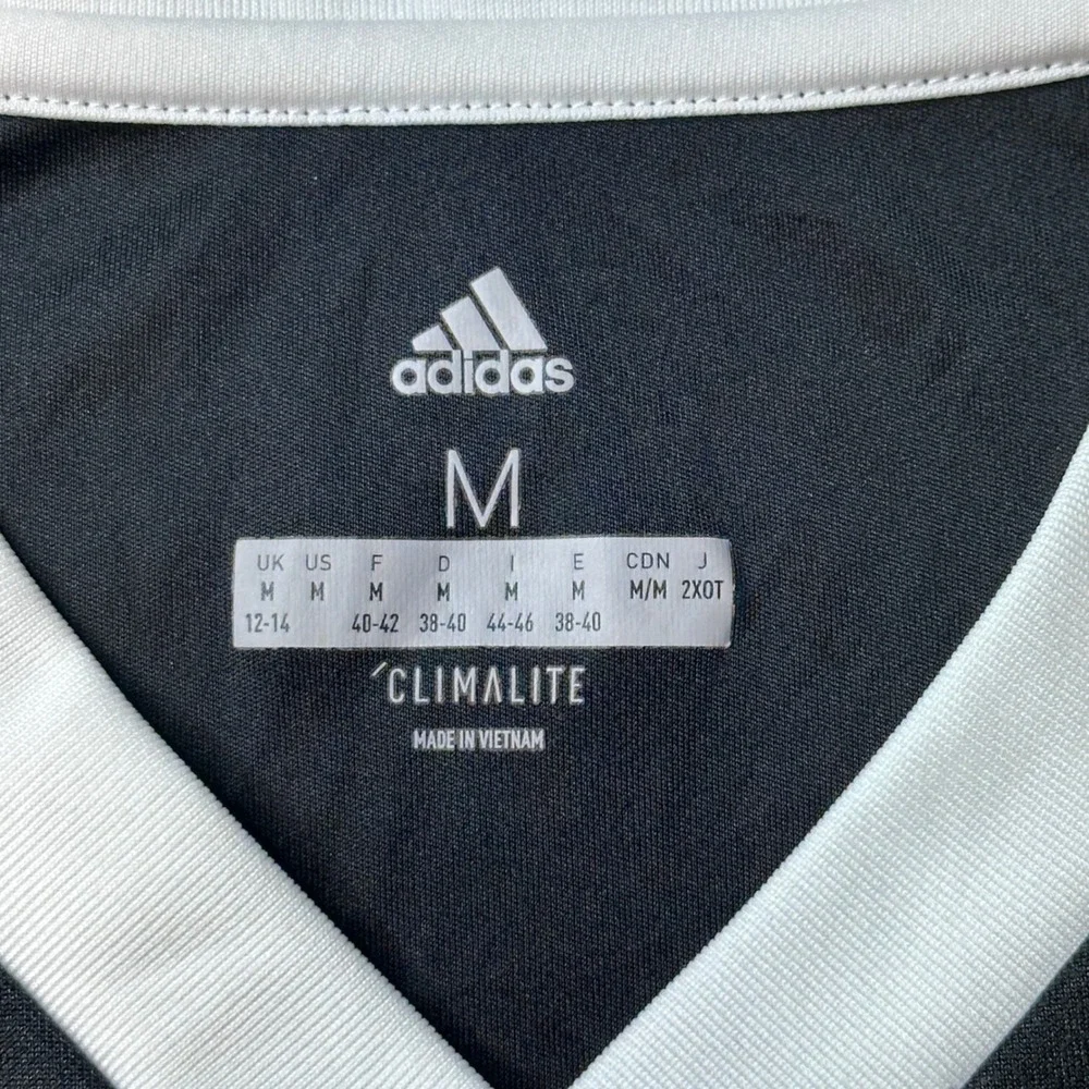 Adidas Soccer Jersey Mens M Black Climalite Striped V-Neck Athletic DY0094